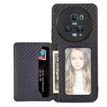 For Honor Magic5 Pro Carbon Fiber Magnetic Card Bag Phone Case(Black)