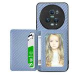 For Honor Magic5 Pro Carbon Fiber Magnetic Card Bag Phone Case(Blue)