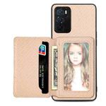 For OPPO A16 Carbon Fiber Magnetic Card Bag Phone Case(Khaki)
