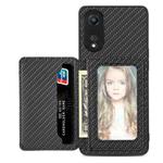 For OPPO A78 Carbon Fiber Magnetic Card Bag Phone Case(Black)