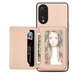 For OPPO A78 Carbon Fiber Magnetic Card Bag Phone Case(Khaki)