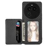 For OPPO Find X6 Pro Carbon Fiber Magnetic Card Bag Phone Case(Black)