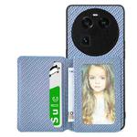 For OPPO Find X6 Carbon Fiber Magnetic Card Bag Phone Case(Blue)