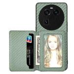 For OPPO Find X6 Carbon Fiber Magnetic Card Bag Phone Case(Green)