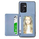For OPPO Reno7 5G Carbon Fiber Magnetic Card Bag Phone Case(Blue)