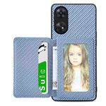 For OPPO Reno8 T 4G Carbon Fiber Magnetic Card Bag Phone Case(Blue)