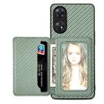 For OPPO Reno8 T 4G Carbon Fiber Magnetic Card Bag Phone Case(Green)