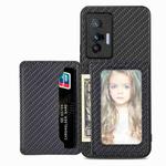 For  vivo X70 Carbon Fiber Magnetic Card Bag Phone Case(Black)