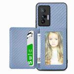 For  vivo X70 Carbon Fiber Magnetic Card Bag Phone Case(Blue)