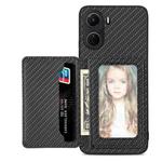 For vivo Y16 Carbon Fiber Magnetic Card Bag Phone Case(Black)