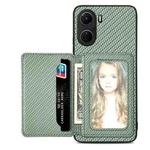 For vivo Y16 Carbon Fiber Magnetic Card Bag Phone Case(Green)