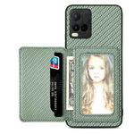 For vivo Y21 Carbon Fiber Magnetic Card Bag Phone Case(Green)