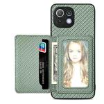 For Xiaomi Mi 11 Lite Carbon Fiber Magnetic Card Bag Phone Case(Green)