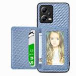 For Xiaomi Redmi Note 12 Pro+ 5G Global Carbon Fiber Magnetic Card Bag Phone Case(Blue)