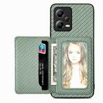 For Xiaomi Redmi Note 12 Pro+ 5G Global Carbon Fiber Magnetic Card Bag Phone Case(Green)