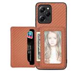 For Xiaomi Poco X5 Pro Carbon Fiber Magnetic Card Bag Phone Case(Brown)