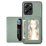 For Xiaomi Poco X5 Pro Carbon Fiber Magnetic Card Bag Phone Case(Green)
