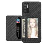 For Xiaomi Redmi Note 10 5G Carbon Fiber Magnetic Card Bag Phone Case(Black)