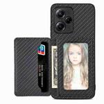 For Xiaomi Redmi Note 12 5G Global Carbon Fiber Magnetic Card Bag Phone Case(Black)