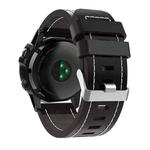 For Garmin Fenix 5X Sapphire 26mm Sewing Leather Steel Buckle Watch Band(Black)