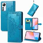 For Blackview A85 Mandala Flower Embossed Leather Phone Case(Blue)