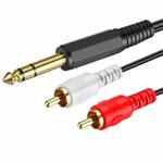 JUNSUNMAY 6.35mm Male TRS Stereo Plug to 2 RCA Phono Male Audio Cable Connector, Length:1.5m