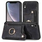 For iPhone XR Retro Skin-feel Ring Multi-card Wallet Phone Case(Black)