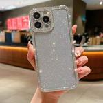 For iPhone 12 Pro Max Diamond Gradient Glitter Plated TPU Phone Case(Silver)