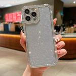 For iPhone 13 Pro Max Diamond Gradient Glitter Plated TPU Phone Case(Silver)