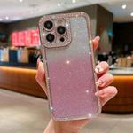 For iPhone 14 Pro Diamond Gradient Glitter Plated TPU Phone Case(Pink)