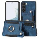 For Samsung Galaxy S23 5G Retro Skin-feel Ring Multi-card Wallet Phone Case(Blue)
