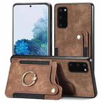 For Samsung Galaxy S20 Retro Skin-feel Ring Multi-card Wallet Phone Case(Brown)
