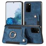 For Samsung Galaxy S20+ Retro Skin-feel Ring Multi-card Wallet Phone Case(Blue)