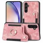 For Samsung Galaxy A54 5G Retro Skin-feel Ring Multi-card Wallet Phone Case(Pink)