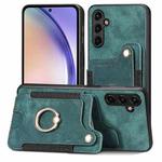 For Samsung Galaxy A54 5G Retro Skin-feel Ring Multi-card Wallet Phone Case(Green)