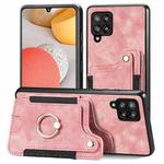 For Samsung Galaxy A42 5G Retro Skin-feel Ring Multi-card Wallet Phone Case(Pink)