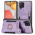 For Samsung Galaxy A42 5G Retro Skin-feel Ring Multi-card Wallet Phone Case(Purple)