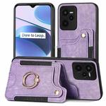 For Realme C35 Retro Skin-feel Ring Multi-card Wallet Phone Case(Purple)