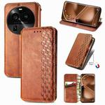 For OPPO Find X6 Pro Cubic Grid Pressed Magnetic Leather Phone Case(Brown)