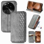 For OPPO Find X6 Pro Cubic Grid Pressed Magnetic Leather Phone Case(Gray)