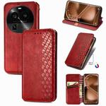 For OPPO Find X6 Pro Cubic Grid Pressed Magnetic Leather Phone Case(Red)