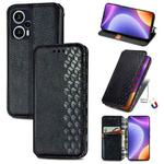 For Redmi Note 12 Turbo Cubic Grid Pressed Magnetic Leather Phone Case(Black)