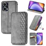 For Redmi Note 12 Turbo Cubic Grid Pressed Magnetic Leather Phone Case(Gray)