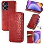 For Redmi Note 12 Turbo Cubic Grid Pressed Magnetic Leather Phone Case(Red)