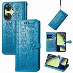 For OnePlus Nord CE 3 Lite Cat and Dog Embossed Leather Phone Case(Blue)