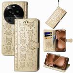 For OPPO Find X6 Pro Cat and Dog Embossed Leather Phone Case(Gold)