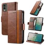 For Nokia C32 CaseNeo Splicing Dual Magnetic Buckle Leather Phone Case(Brown)