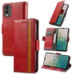 For Nokia C32 CaseNeo Splicing Dual Magnetic Buckle Leather Phone Case(Red)