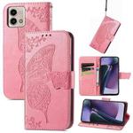 For Motorola Moto G Stylus 5G 2023 Butterfly Love Flower Embossed Leather Phone Case(Pink)