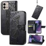 For Motorola Moto G Stylus 5G 2023 Butterfly Love Flower Embossed Leather Phone Case(Black)